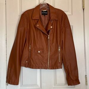 Express faux leathered lined zip up jacket
